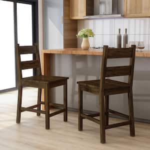 Stella 24.5 in. Rustic Oak Wood Ladder Counter Height Chairs (Set of 2)