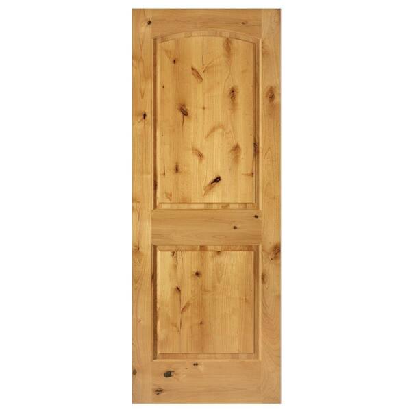 Steves & Sons 24 in. x 80 in. Rustic 2-Panel Arch Solid Core Knotty Alder Interior Door Slab