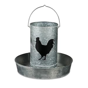 15 in. Galvanized Metal Chicken Feeder Inspired Planter