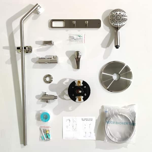 Multi Function Shower Head Shower System with Storage Hook - Brushed Nickel