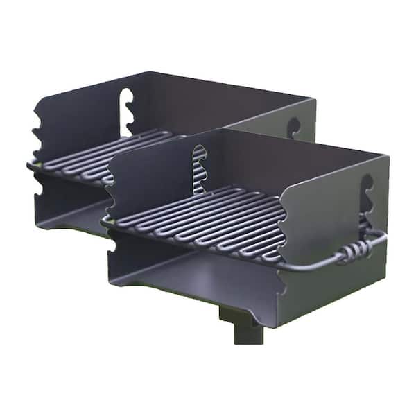 Jumbo Park Style Grate Steel Outdoor BBQ Charcoal Grill and Post, 2-Pack