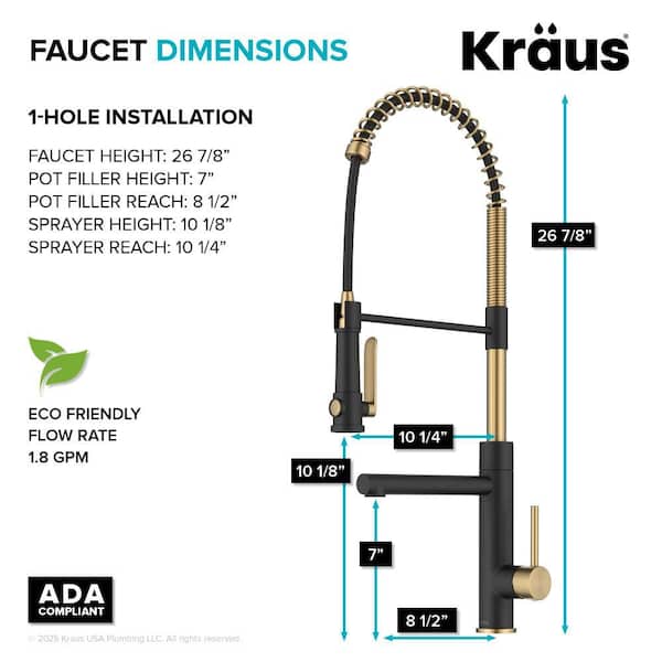 KRAUS Artec Pro Spot Free Brushed Brass/Matte Black 26.88 in. H