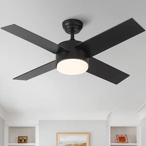 44 in. Indoor Integrated LED Black Ceiling Fans with Dimmable Light and Remote Control