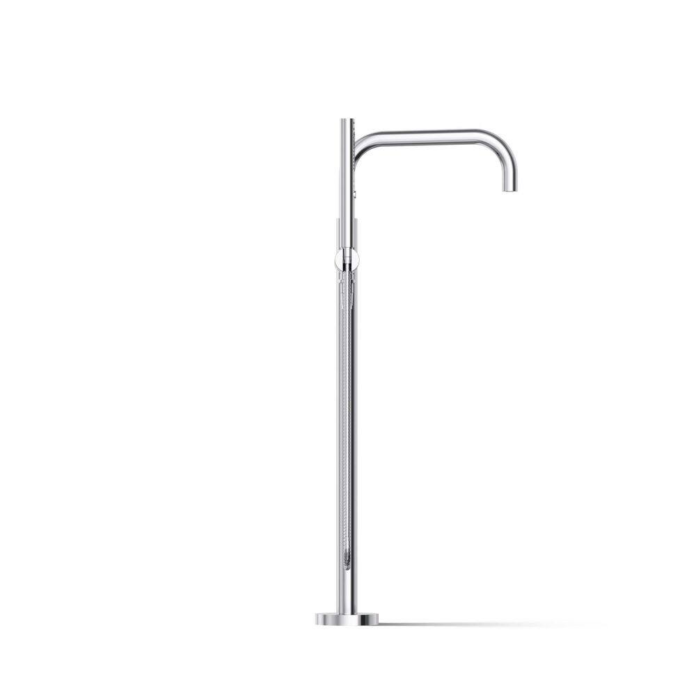 Polished Chrome Floor-Mount Bath Filler with Handshower