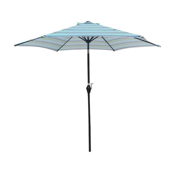 Tidoin 9 ft. Steel Market Tilt Patio Umbrella in Blue