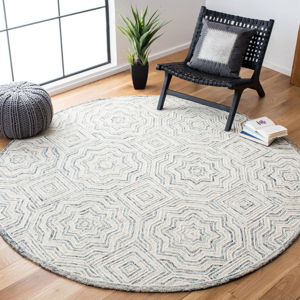 Capri 5 ft. x 5 ft. Round Beige/Blue Diamond Geometric Area Rug price history on PriceWatchPro