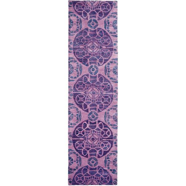 Wyndham 2 x 7 Purple Geometric Runner Rug