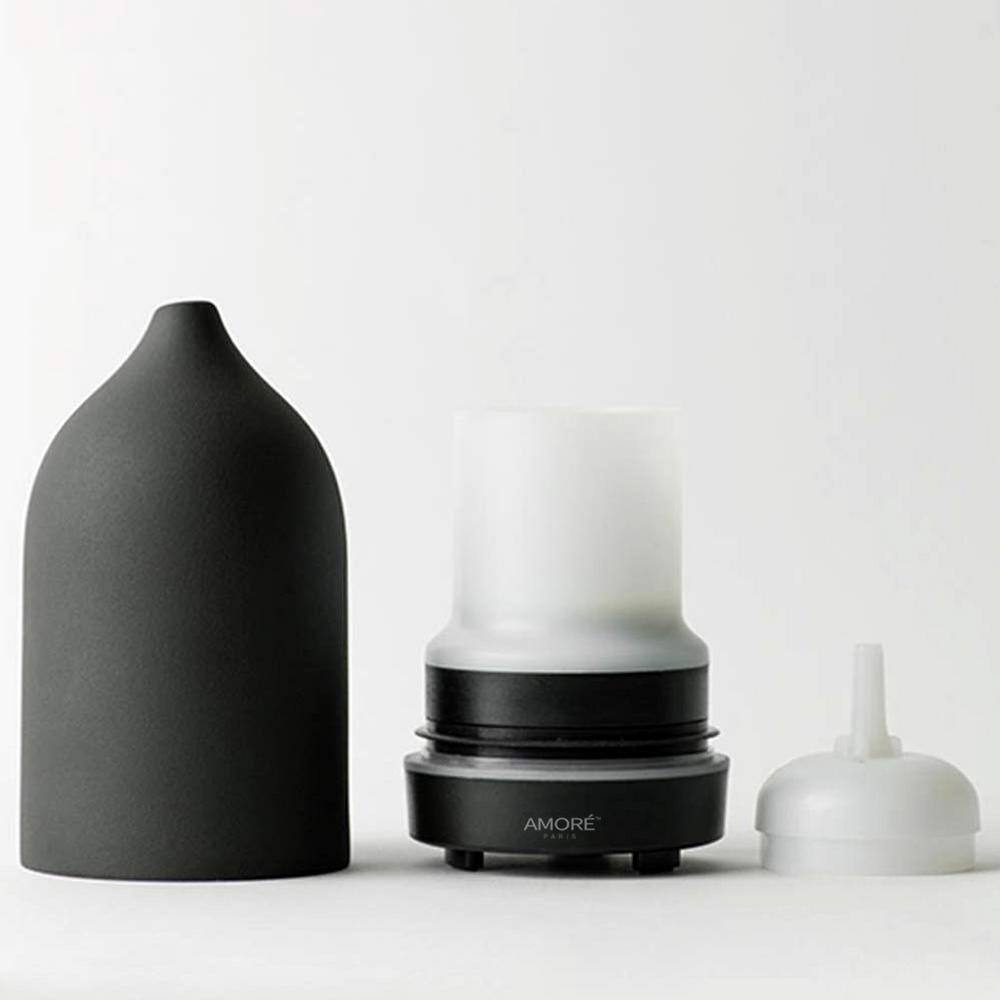 Black Ceramic Ultrasonic Aromatherapy Essential Oil Diffuser with LED Light