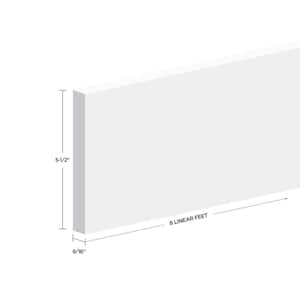 Baseboard-PrepaintedWaterproof 5-1/2 in. H x 9/16 in. W. x 8 ft. L EPS CompositeWhiteDecoMoulding(Propack, 7-Eaches)
