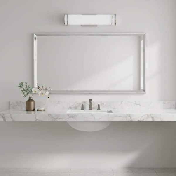 LED Bath Light Collection 24" Brushed Nickel White Shade Modern Bath Vanity Light