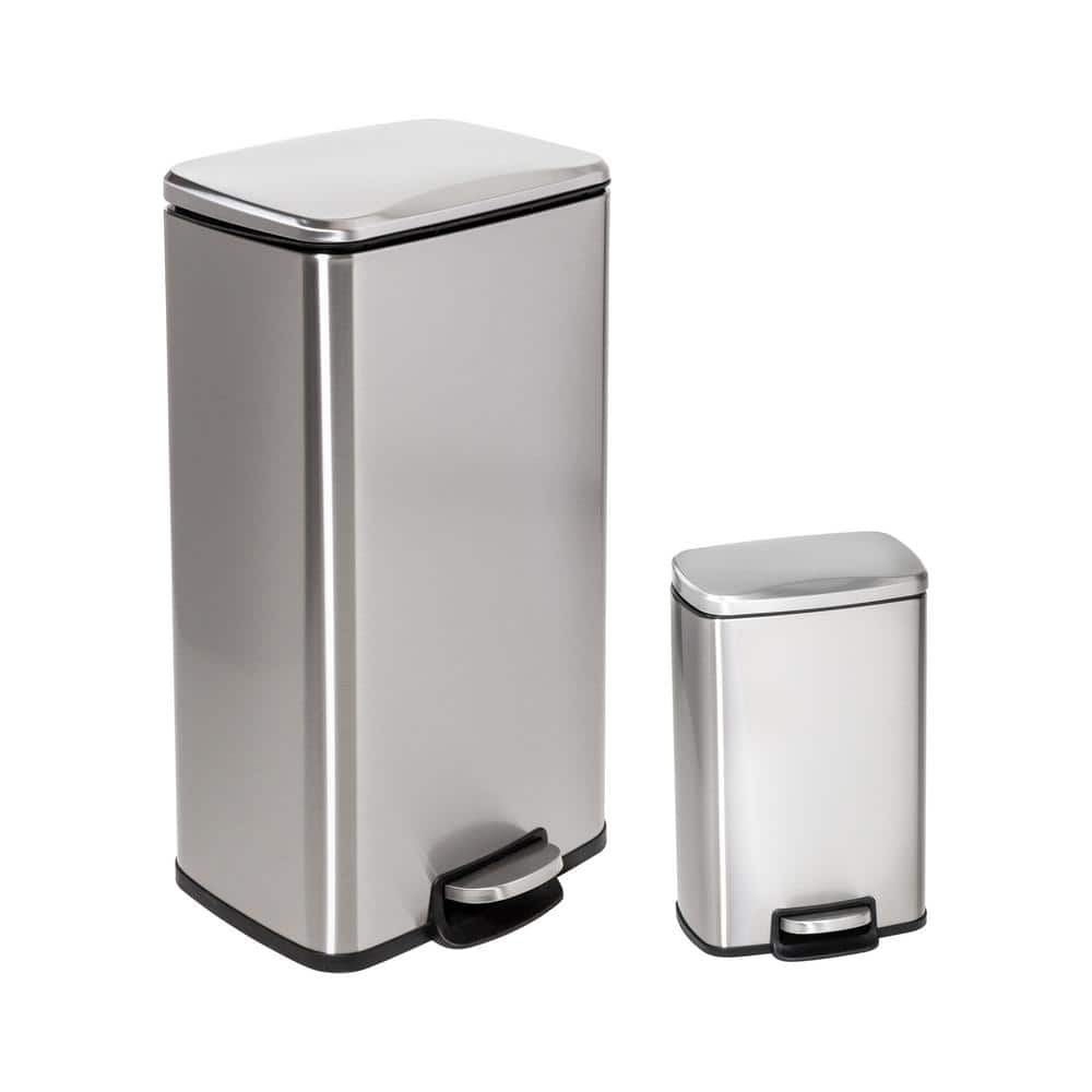 Home Zone Living 7.6 Gallon Under Cabinet Open Pull Out Trash Can,  Adjustable Slide Out Waste Bin