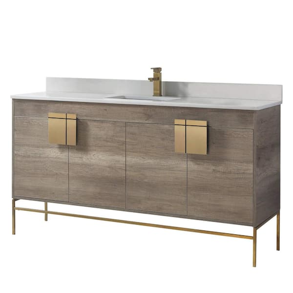 FINE FIXTURES 60 in. W x 20.47 in. D x 33.5 in. H Bath Vanity in Shadow ...