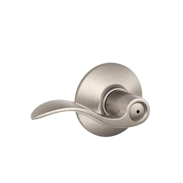 Schlage Accent Satin Nickel Privacy Bed/Bath Door Handle F40 V ACC 619 -  The Home Depot