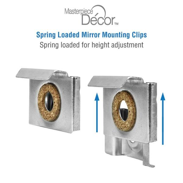 thumbnail image 2 of 4-Pack Mirror Mounting Clips - Aluminum Brackets For 5-11mm Thick Mirrors (Silver) 2 of 14