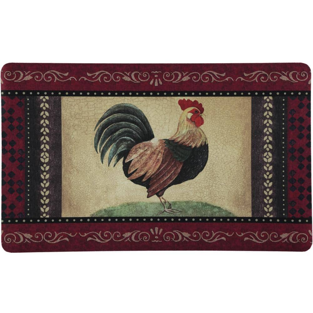 inschakelen lunch afdeling J&V TEXTILES 18 in. x 30 in. Vintage Rooster Kitchen Cushion Floor Mat FC48  - The Home Depot