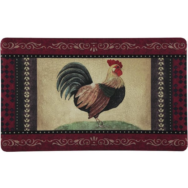 J&V TEXTILES 18 in. x 30 in. Vintage Rooster Kitchen Cushion Floor Mat FC48  - The Home Depot