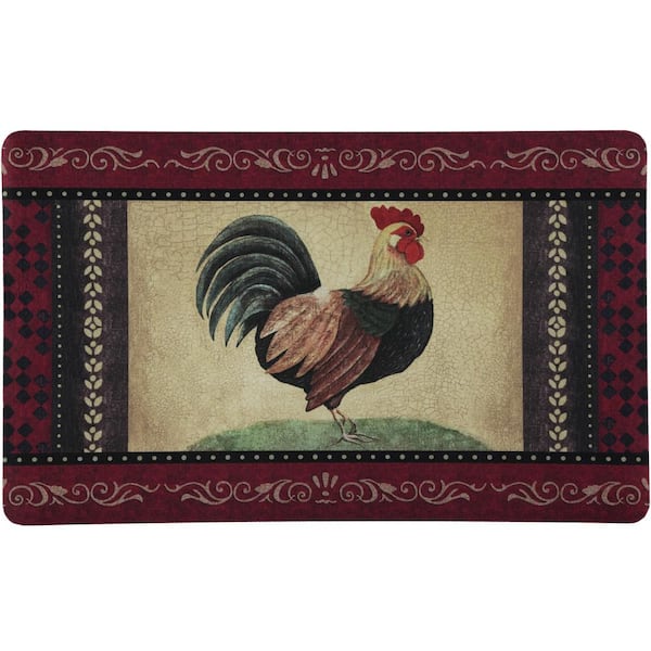 Zeeslak Tegenwerken Percentage J&V TEXTILES 18 in. x 30 in. Vintage Rooster Kitchen Cushion Floor Mat FC48  - The Home Depot