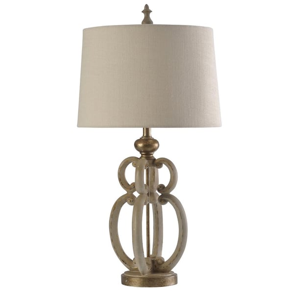 StyleCraft 34 in. Tuscana Cream Table Lamp with Antique Distressed Finish