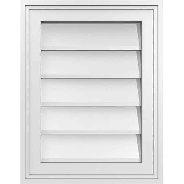Ekena Millwork 14" x 18" Vertical Surface Mount PVC Gable Vent: Non-Functional with Brickmould Frame