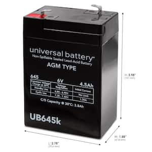 6-Volt 4.5 Ah Sealed Lead Acid (SLA) AGM Rechargeable Battery
