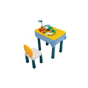 Pink Kids Activity Table Set with 1 Chair Multi-Activity Compatible Building Block and Drawing