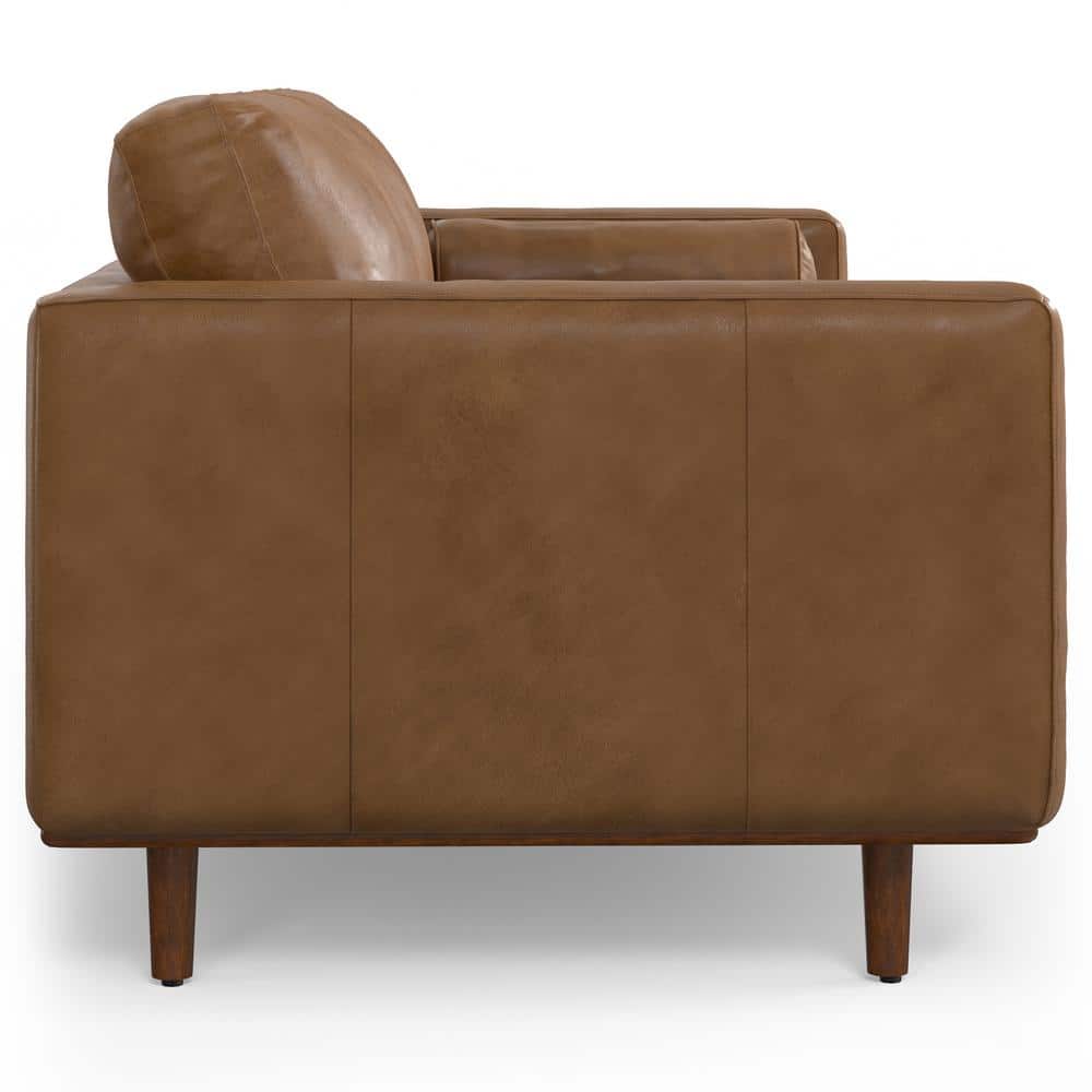 Caramel Brown Genuine Leather Sofa with Removable Cushions