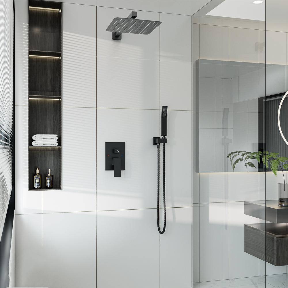 Matte Black Dual Function Square Rain Shower System