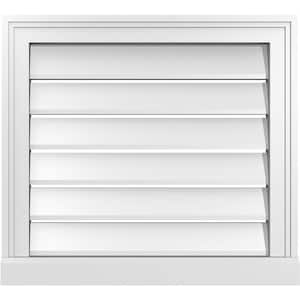 22 in. x 20 in. Vertical Surface Mount PVC Gable Vent: Functional with Brickmould Sill Frame