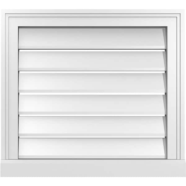 Ekena Millwork 22 in. x 20 in. Vertical Surface Mount PVC Gable Vent: Functional with Brickmould Sill Frame