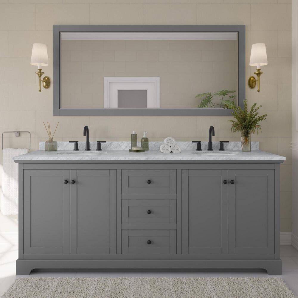 Avery 80 in. W x 22 in. D x 35 in. H Double Bath Vanity in Dark Gray with White Carrara Marble Top price history on PriceWatchPro