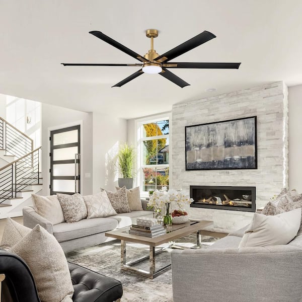 72 in. Modern 6-Blade Integrated LED Brass Gold Ceiling Fan with Light and Remote Control