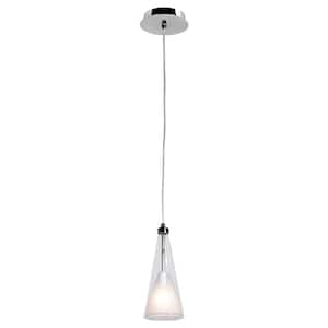 Icicle 4.25 in. 1-Light Chrome LED Pendant with Clear Opal Glass Shade