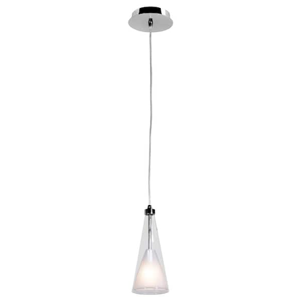 Access Lighting Icicle 4.25 in. 1-Light Chrome LED Pendant with Clear Opal Glass Shade