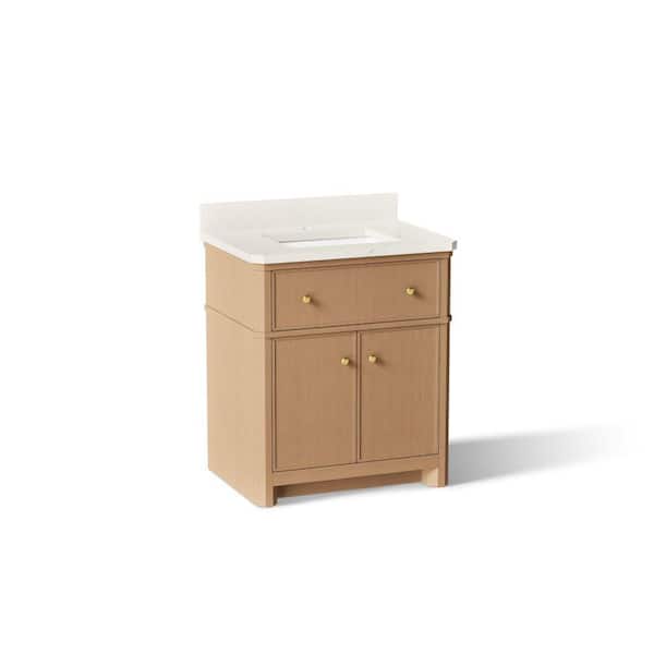 Claude by Studio McGee 30 in. Freestanding White Oak Bath Vanity with Bianco Bella Quartz Top
