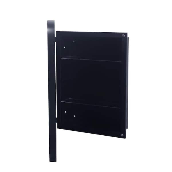 Unbranded 16 in. W x 24 in. H Rectangular Metal Medicine Cabinet with Mirror in Balck, Recessed and Wall Medicine Cabinet