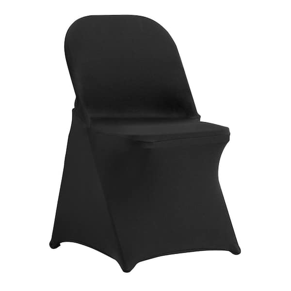 VEVOR 50-Pieces Stretch Spandex Folding Chair Covers Fitted Chair Cover Removable Washable Protective Slipcovers, Black