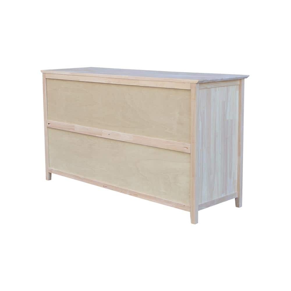 Coastal Unfinished Solid Wood 6-Drawer Dresser in Brown
