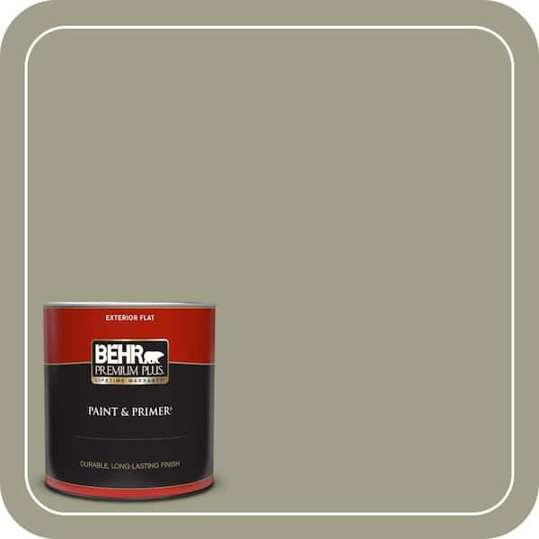 BEHR PREMIUM PLUS 1 qt. #BXC-82 Potting Moss Flat Exterior Paint & Primer