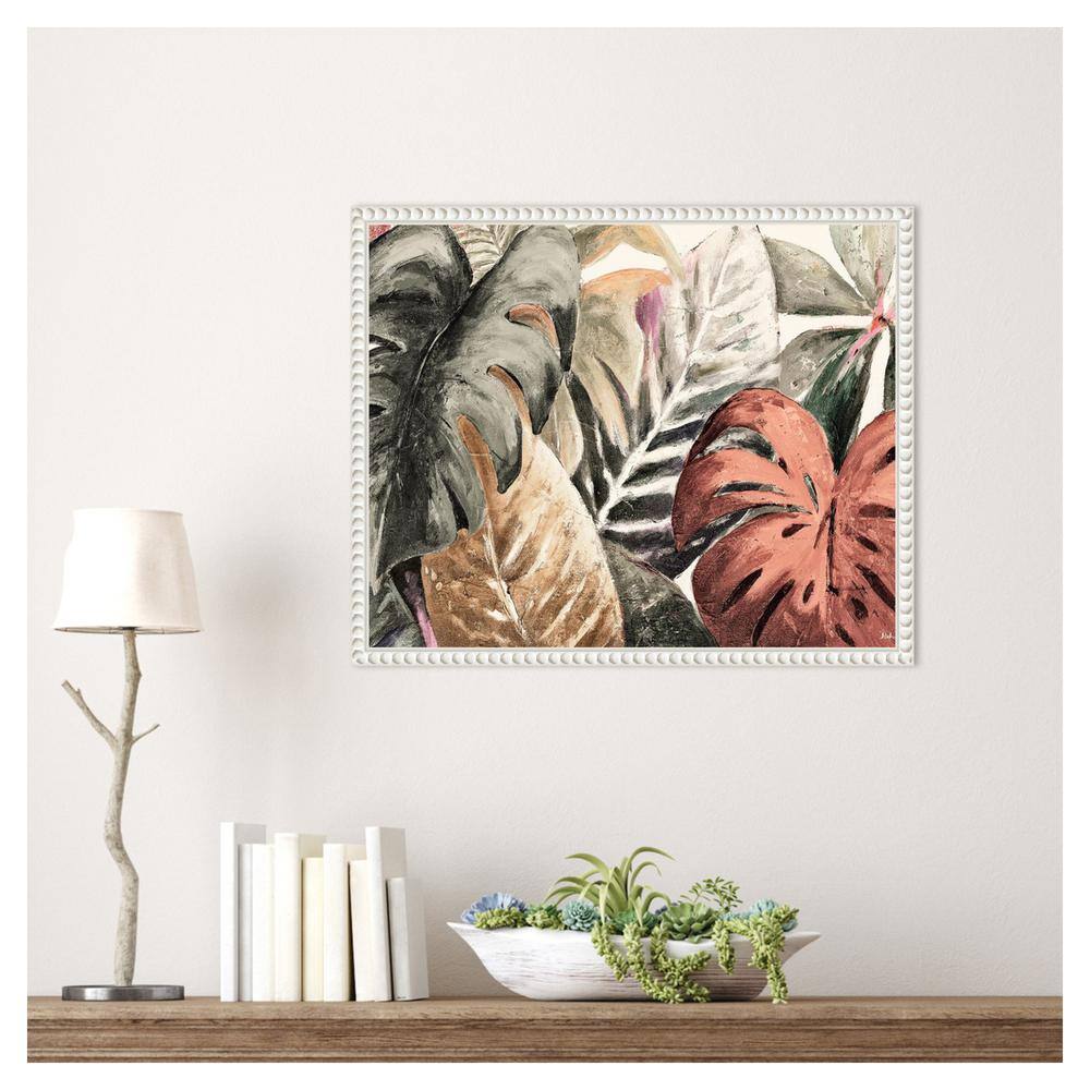 Boho-Chic Botanical Canvas Print with Beaded Frame