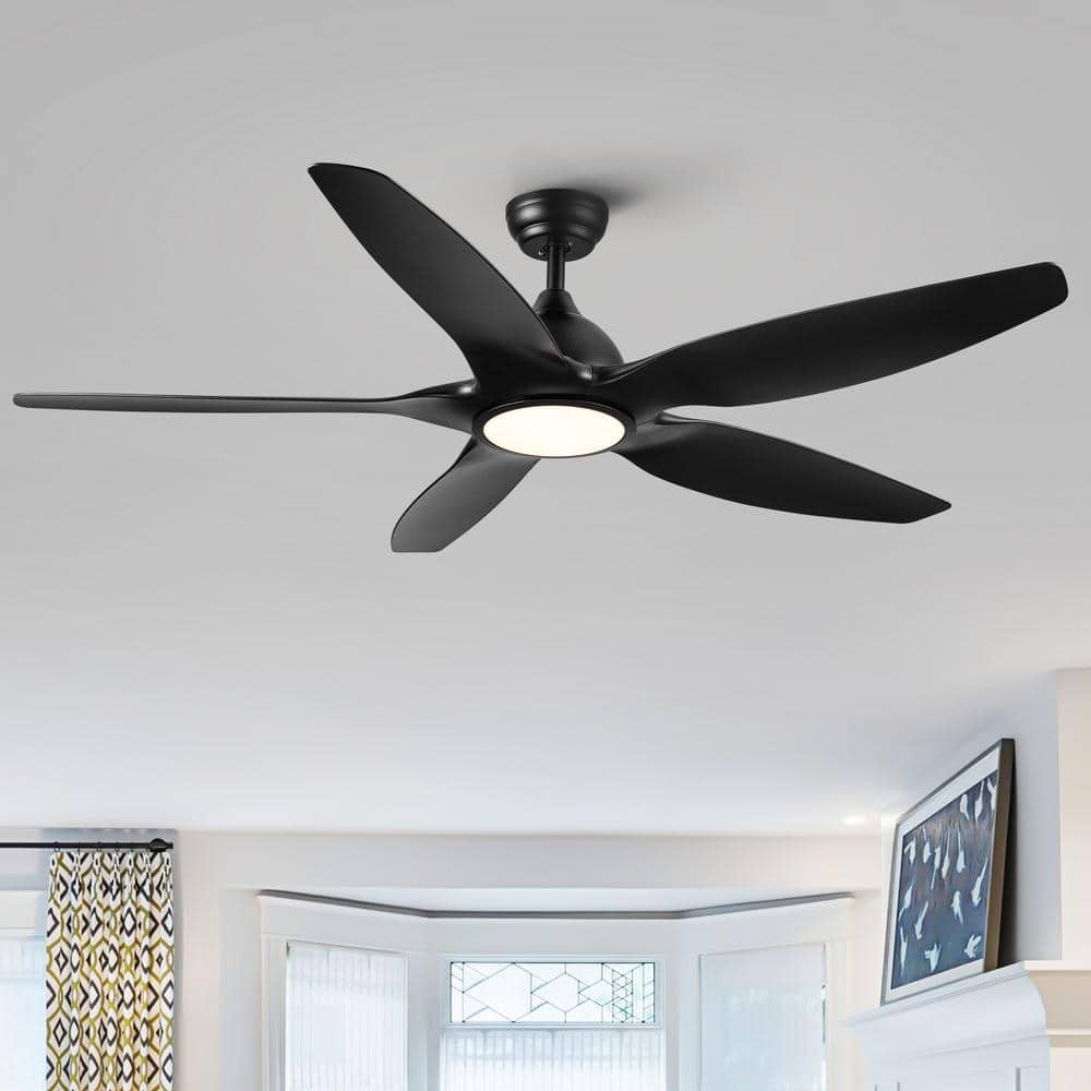 60 in. Integrated LED Indoor Black Ceiling Fan with Downrod Mount, DC Motor and Remote Control price history on PriceWatchPro
