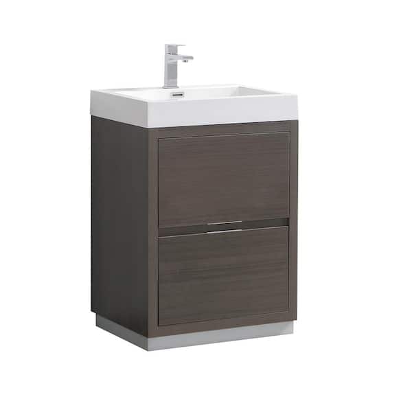 Fresca Valencia 24 in. W Bathroom Vanity in Gray Oak with Acrylic Vanity Top in White