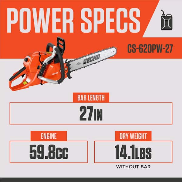 ECHO 27 in. 59.8 cc Gas 2-Stroke X Series Rear Handle Chainsaw