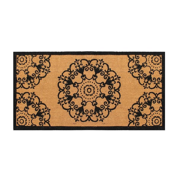 A1 Home Collections A1HC First Impression Hand Crafted X-Large Black/Beige 36 in. x 72 in. Coir Double Door Mat
