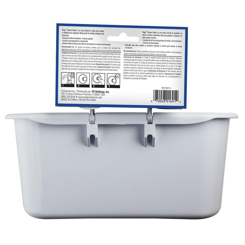 White Acrylic Suction Mount Shower Basket