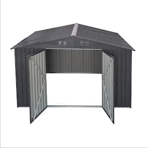 8 ft. W x 10 ft. D Outdoor Metal Storage Shed with Lockable Door and Shutter Vents Utility Tool House, Grey (80 sq. ft.)
