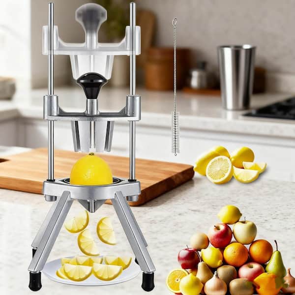 Commercial Lemon Slicer 8-Section with V-Shaped Stainless Steel Blades, Manual Fruit Cutter for Bar Restaurant