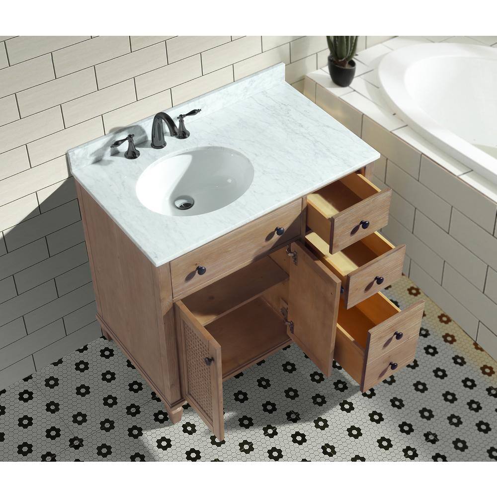 Annie 36" Weathered Fir Bathroom Vanity with Marble Top