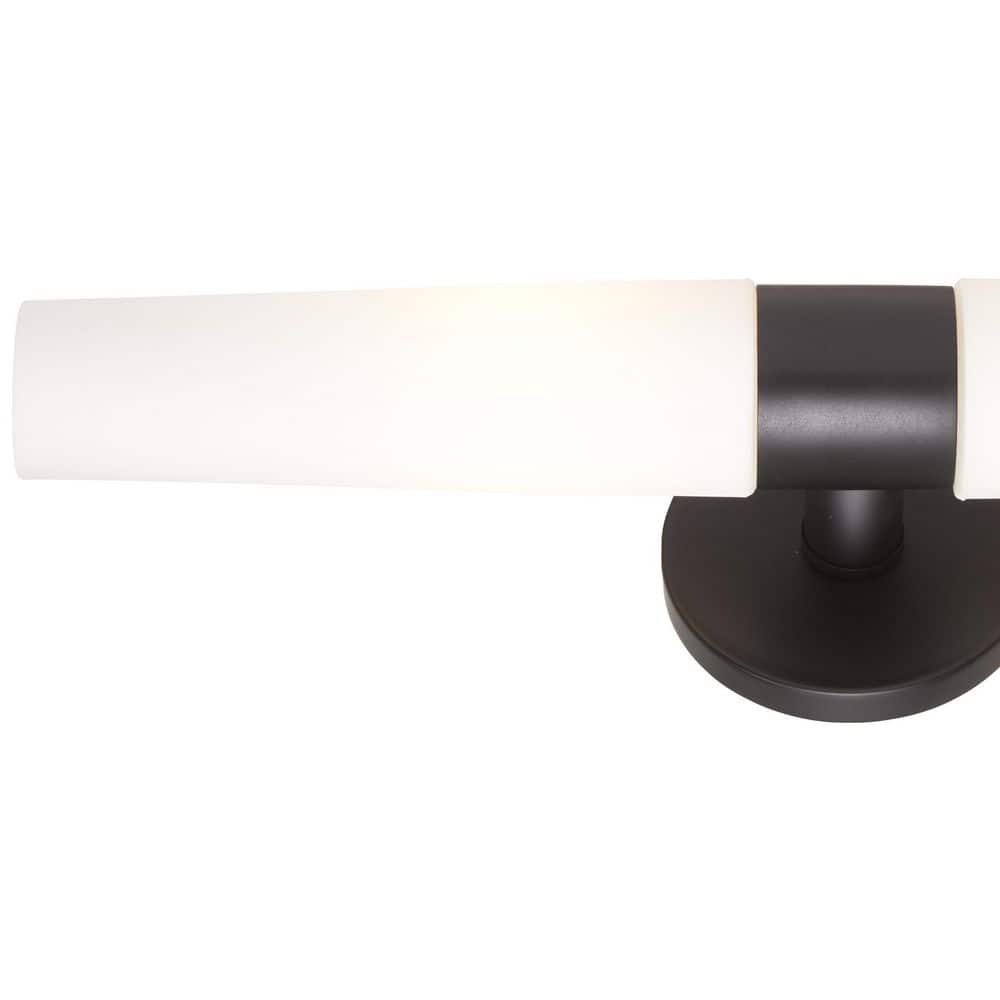 Coal Black Etched Opal Glass Cylinder Sconce