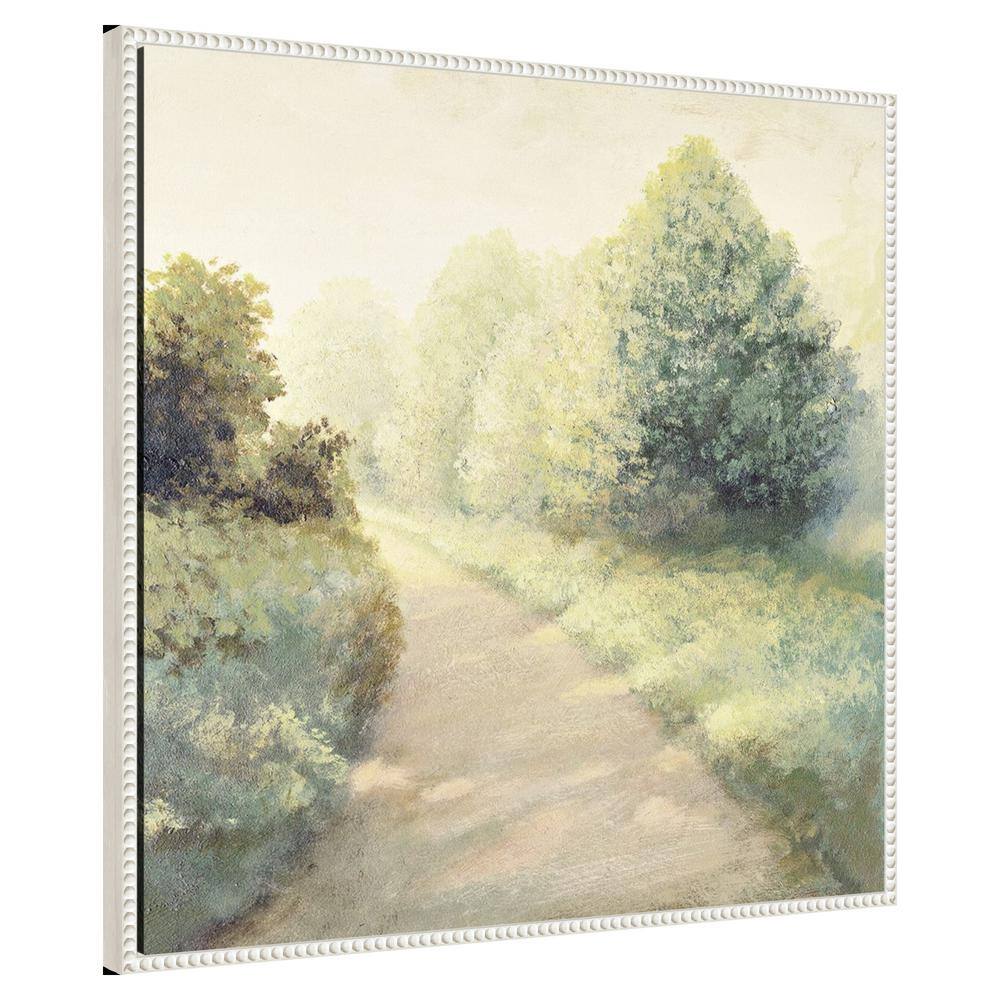 Michael Marcon 30"x30" Sylvie Beaded White Framed Canvas Nature Print