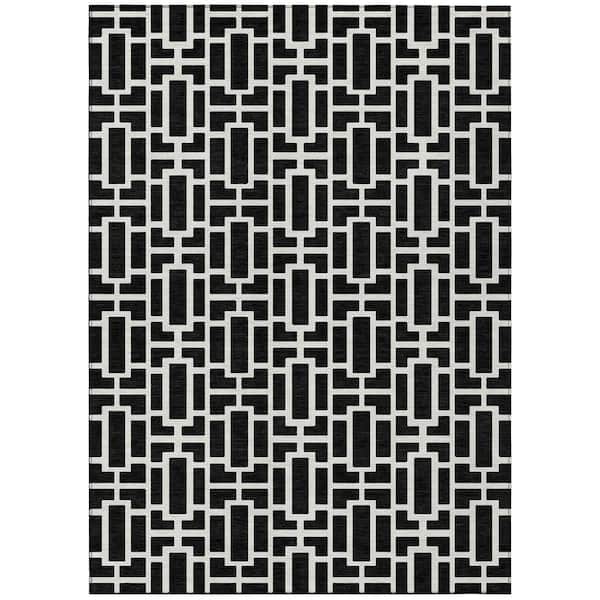 Addison Rugs Chantille Machine Washable Indoor/Outdoor Abstract ACN916 Black 2 ft. 6 in. x 3 ft. 10 in. Area Rug